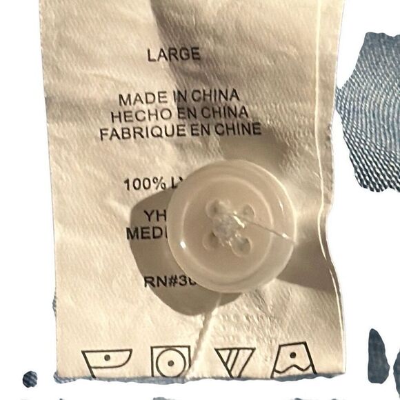 Thread & Supply Blue Star Print Button-up Chambray Frayed Hem Shirt Ladies Large - Picture 5 of 11